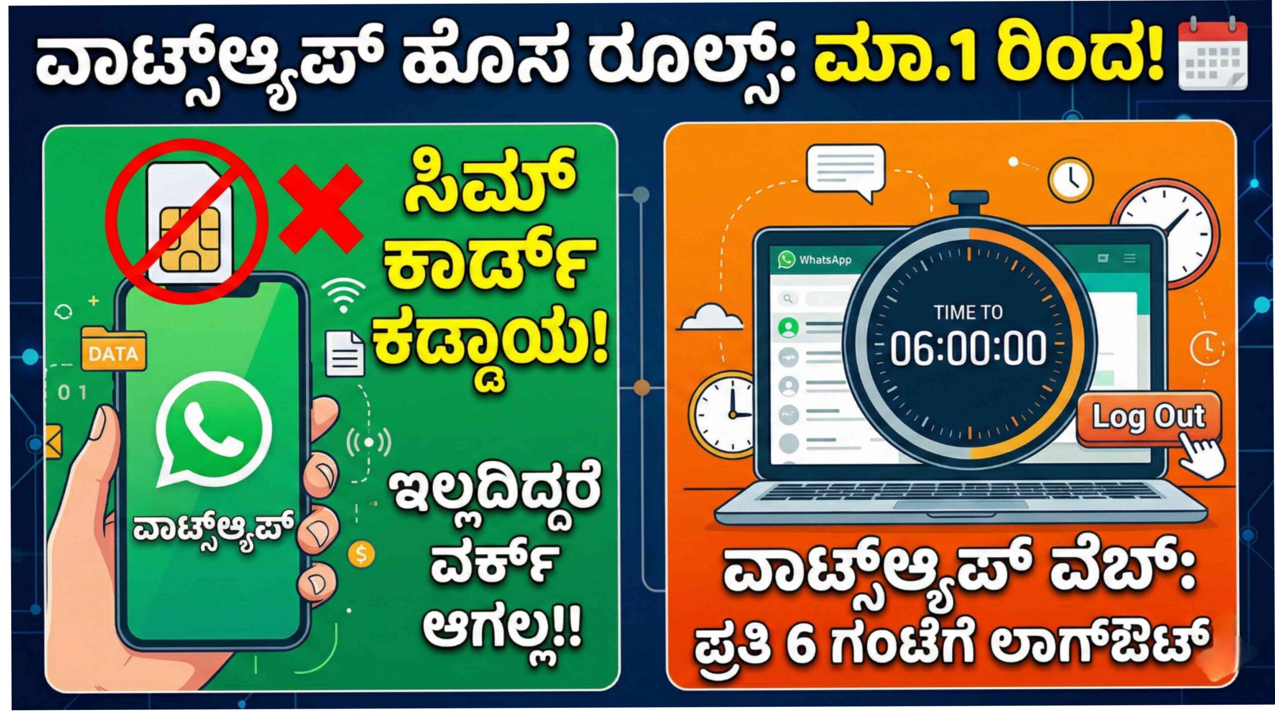ವಾಟ್ಸಾಪ್ ಬಳಕೆದಾರರೇ ಎಚ್ಚರ! ಮಾರ್ಚ್ 1 ರಿಂದ ಸಿಮ್ ಇಲ್ಲದಿದ್ದರೆ ಮೆಸೇಜ್ ಬರಲ್ಲ, ಕೇಂದ್ರದ ಹೊಸ ರೂಲ್ಸ್ ಏನು?