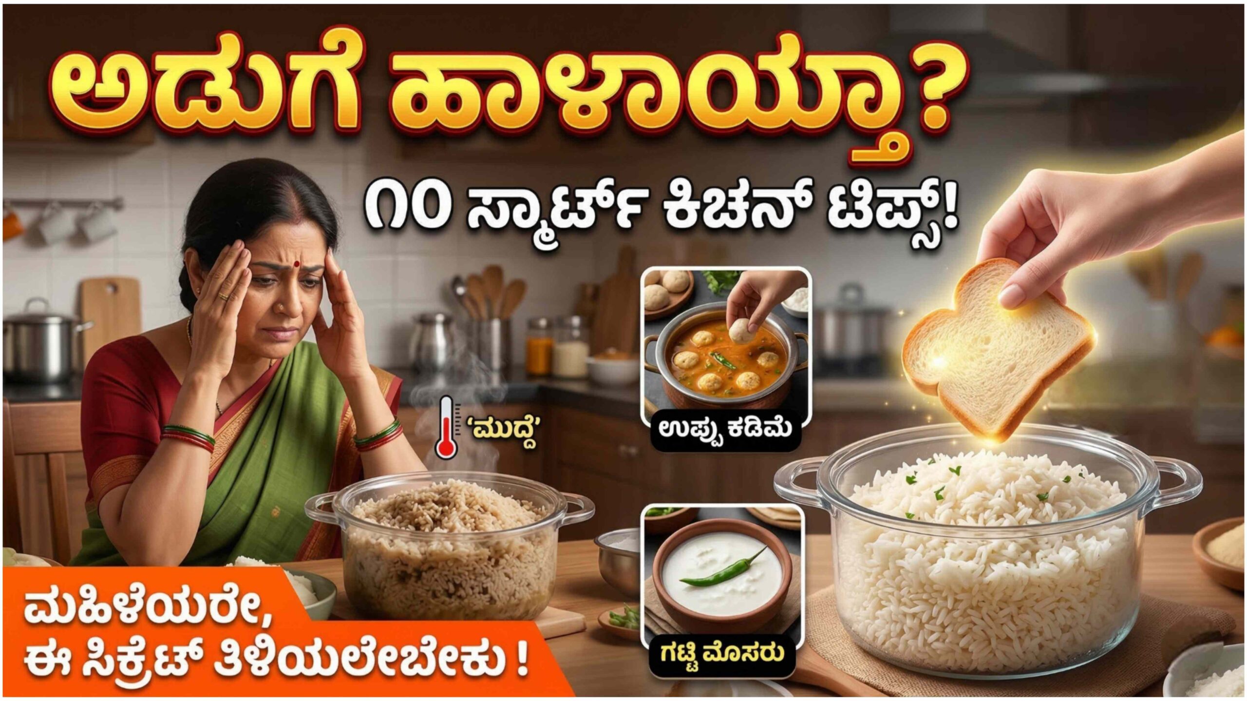 ಅಲರ್ಟ್: ಅಡುಗೆ ಮಾಡುವಾಗ ಆದ ತಪ್ಪುಗಳನ್ನು ಮುಚ್ಚಿಡಲು, ಪ್ರತಿಯೊಬ್ಬ ಮಹಿಳೆಯೂ ತಿಳಿಯಲೇಬೇಕಾದ ‘ಸೀಕ್ರೆಟ್ ಕಿಚನ್ ಹ್ಯಾಕ್ಸ್’ ಇಲ್ಲಿದೆ!